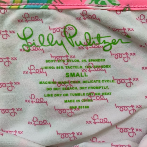 Lilly Pulitzer Womens green/ pink chin chin elephant printed tie bikini set S - Picture 5 of 11